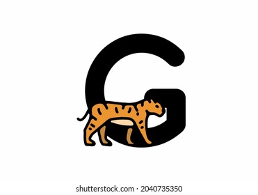 Line art illustration of tiger with G initial letter design