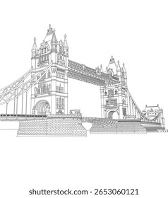 Ilustração de arte de linha de Tower Bridge Londres Inglaterra