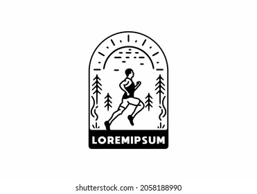 Line art illustration of trail run design