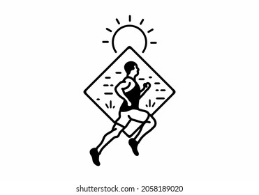 Line art illustration of trail run design