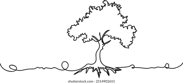 Line art illustration of a tree