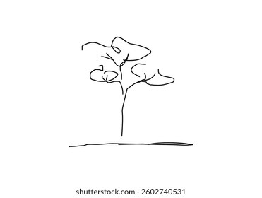 line art illustration of a tree symbolizing global warming, climate change, and environmental impact.