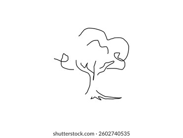 line art illustration of a tree symbolizing global warming, climate change, and environmental impact.