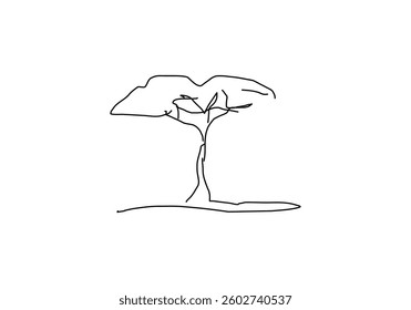 line art illustration of a tree symbolizing global warming, climate change, and environmental impact.