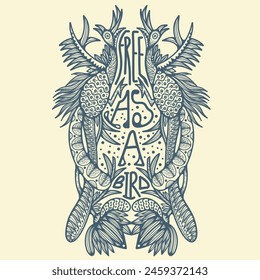 Line art illustration of two birds flying in the sky with a line, free as a bird