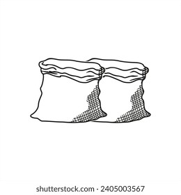 line art illustration of two open sacks for icon or logo