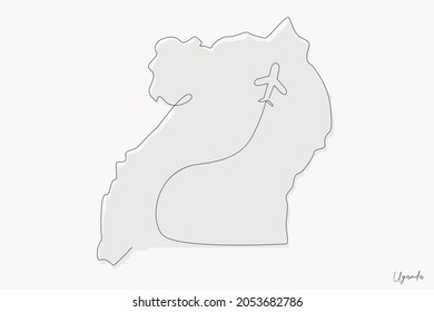 Line Art Illustration of Uganda Map perfect for Logo, Social Media Template, Banner, and T-Shirt