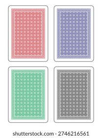 Line art illustration vector back of playing card design and drawing in colorful vector