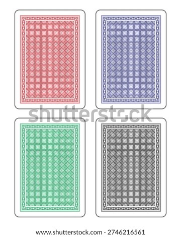 Line art illustration vector back of playing card design and drawing in colorful vector