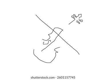 Line art illustration of a violin icon, designed with simple and elegant strokes.