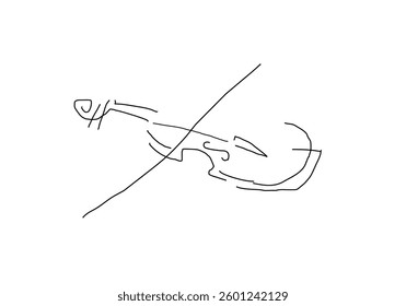 Line art illustration of a violin icon, designed with simple and elegant strokes.