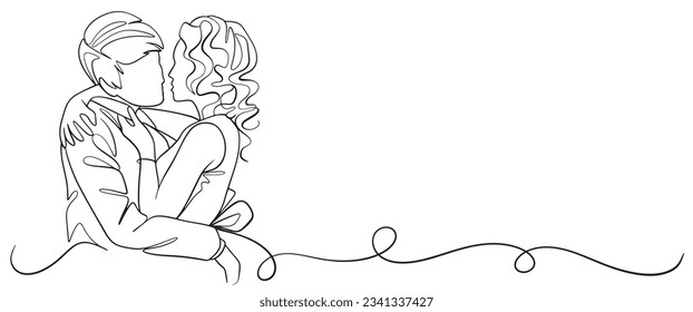 Line art illustration of wedding couple