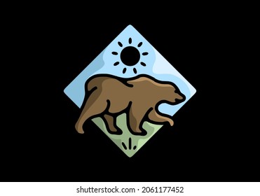 Line art illustration of wild bear design