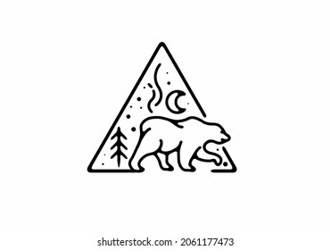 Line art illustration of wild bear design
