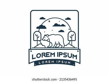 Line art illustration of wild bear design