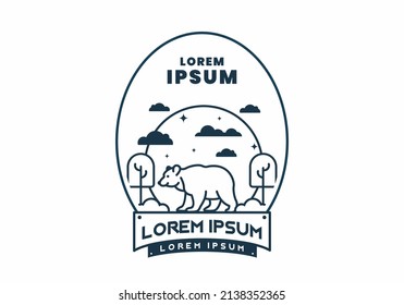 Line art illustration of wild bear design