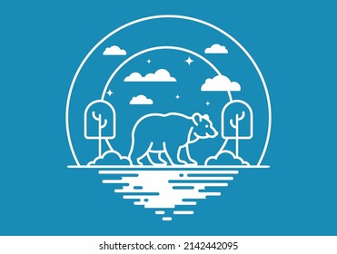 Line art illustration of wild bear design