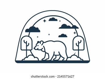 Line art illustration of wild bear design
