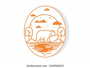 Line art illustration of wild bear design