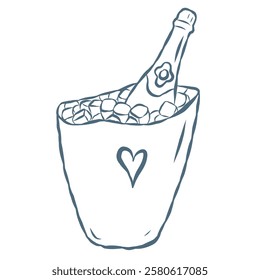 Line Art Illustration of Wine Bottle. Vector Graphic.