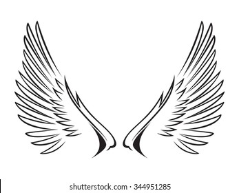 Line art illustration of wings