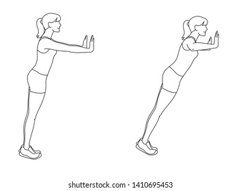 Line art illustration of woman exercise jumping jacks, vector, outline - Vector