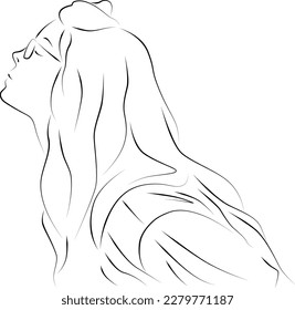 A line art illustration of a woman who will kiss you. A hand-drawn collection of girl poses in line art style on a white background.