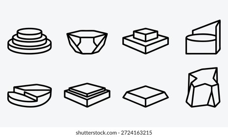 Ilustraciones de arte lineal de varias Formas geométricas y objetos