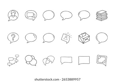 Line art ilustrações vários balões de fala ícones de comunicação bate-papo