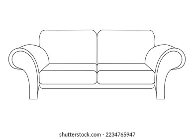 Linie Art Illustrator Umriss eines Sofas für Wohnzimmer Vektorgrafik. Vektordesign-Elemente.