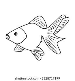 Line art image of a gold fish with its veiltail. Vector illustration EPS 10. Editable stroke.