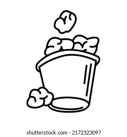 Line Art Image Of Popcorn With A Round Tube Shaped Container