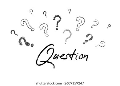 Line art includes a question that decorates background and pattern for child-friendly content. Design and vector meet with art and texture in illustration. Children drawn in black graphic silhouette 