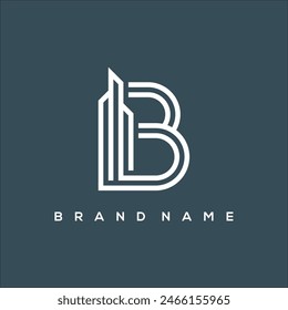 Linie Art Initial B Gebäude Logo Vektorgrafik
