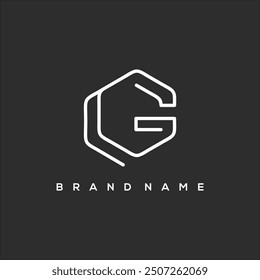 line art initial G hexagon logo vector