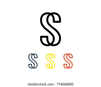 Line Art Initial Letter S Abstract Logo Symbol