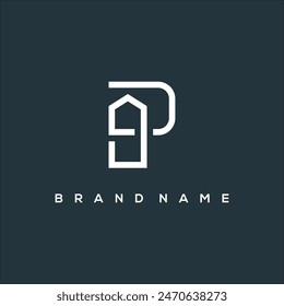Vector de logotipo de propiedad de casa y P inicial de arte lineal