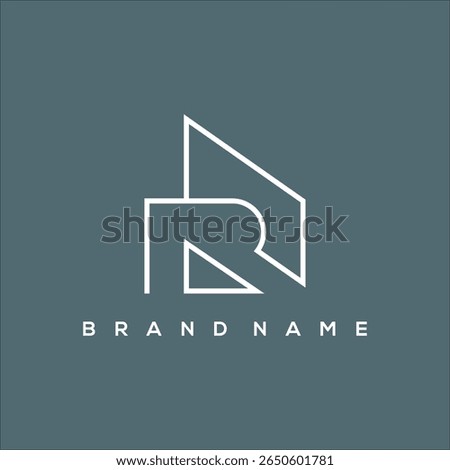 line art initial R and building logo vector