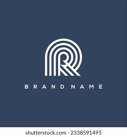 Line art initial R logo vector