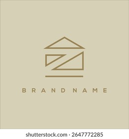 line art initial Z and house logo vector