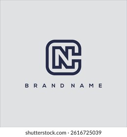 line art initials CN or NC logo vector