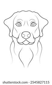 Ilustração vetorial de estilo de tinta de arte de linha de um cão. Labrador cão retrato colorir estilo livro. Tatuagem de cachorro ou mascote.