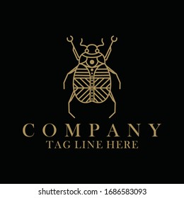 line art insect logo design vector