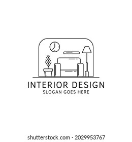 line art interior design logo vector, can be used as real estate, brand identity, company logo, icons, or others.