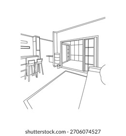 Vista interior de um moderno apartamento espaço de estar