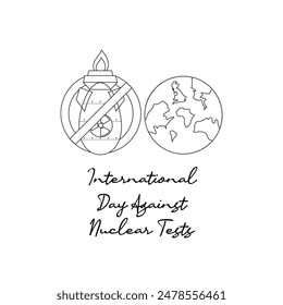 line art of International Day against Nuclear Tests good for International Day against Nuclear Tests celebrate. line art.