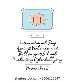 line art of International Day Against Violence and Bullying at School including Cyberbullying celebrate. line art.