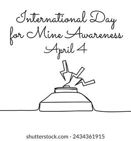 Line art of International Day for Mine Awareness Good for International Day for Mine Awareness Feiern. Line art. Illustration.