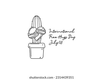 line art of international free hugs day good for international free hugs day celebrate. line art. illustration.