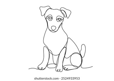 Arte de línea Jack Russel Terrier Retrato. Jack Russel Terrier Silueta De Línea De Perro Aislado Sobre Fondo Blanco. Lindo doméstico adorable Terrier Pet. Vector Continuo De Arte De Línea Moderno Dibujado.